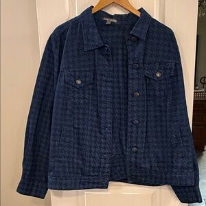 Jessica London Navy Houndstooth Textured Shirt Jacket and Pants